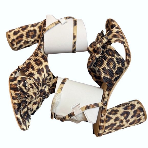 NEW Loeffler Randall Size 8 Women's Camellia Knotted Leopard Sandal - Chocolate - Picture 4 of 9